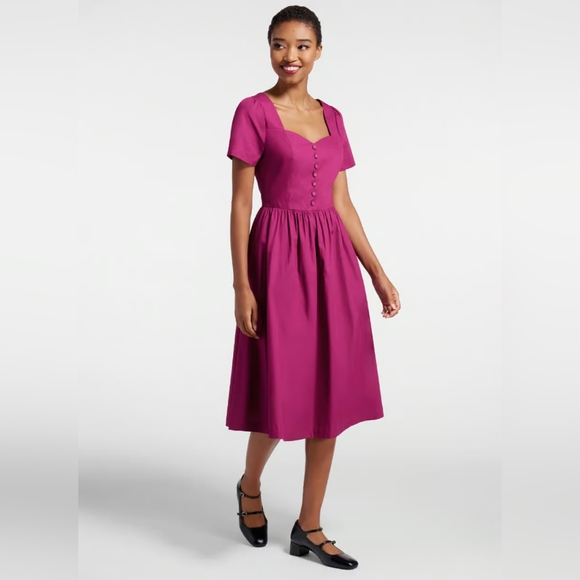 NWT Modcloth Raspberry Fit and Flare Dress - Picture 1 of 5
